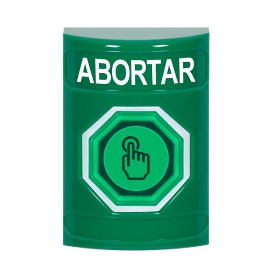 SS2106AB-ES STI Green No Cover Momentary (Illuminated) with Green Lens Stopper Station with ABORT Label Spanish