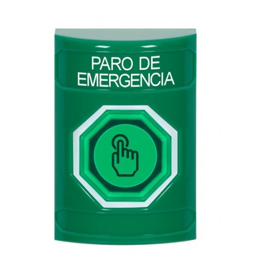 SS2106ES-ES STI Green No Cover Momentary (Illuminated) with Green Lens Stopper Station with EMERGENCY STOP Label Spanish
