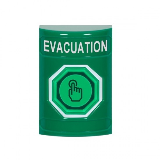 SS2106EV-EN STI Green No Cover Momentary (Illuminated) with Green Lens Stopper Station with EVACUATION Label English