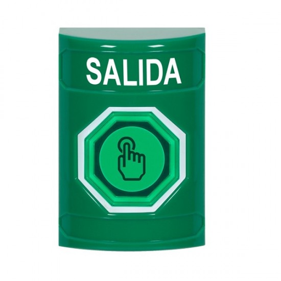 SS2106XT-ES STI Green No Cover Momentary (Illuminated) with Green Lens Stopper Station with EXIT Label Spanish