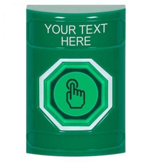 SS2106ZA-EN STI Green No Cover Momentary (Illuminated) Stopper Station w/ Custom Text Label