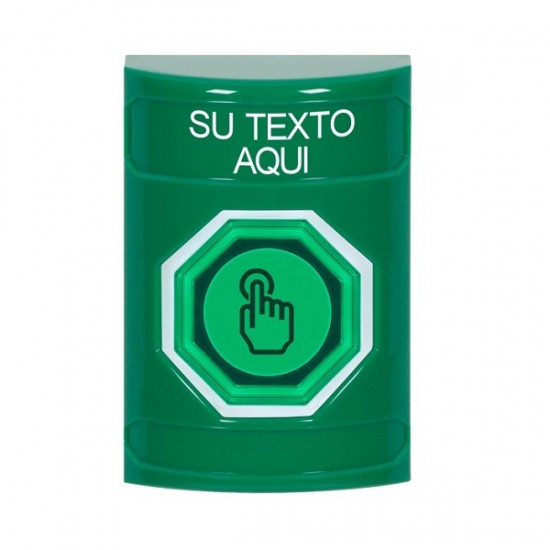 SS2106ZA-ES STI Green No Cover Momentary (Illuminated) Stopper Station w/ Custom Text Spanish