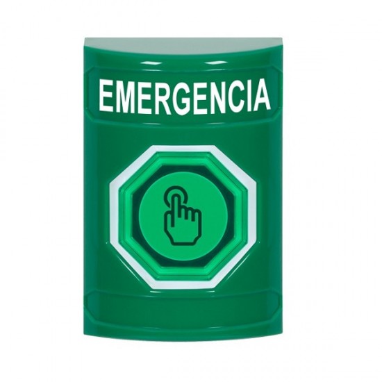 SS2107EM-ES STI Green No Cover Weather Resistant Momentary Stopper Station w/ EMERGENCY Spanish
