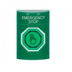 SS2107ES-EN STI Green No Cover Weather Resistant Momentary Stopper Station w/ EMERGENCY STOP Label