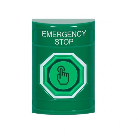 SS2107ES-EN STI Green No Cover Weather Resistant Momentary Stopper Station w/ EMERGENCY STOP Label