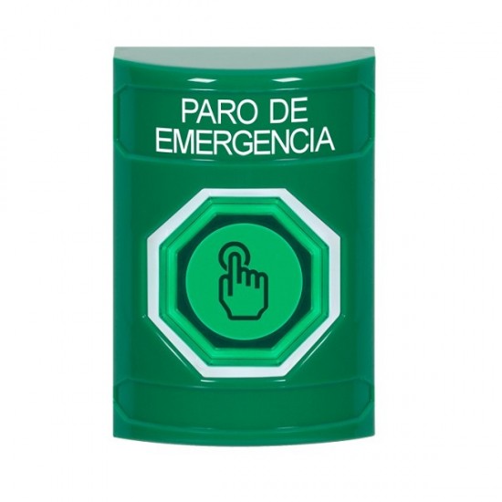SS2107ES-ES STI Green No Cover Weather Resistant Momentary Stopper Station w/ EMERGENCY STOP Spanish