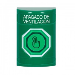 SS2107HV-ES STI Green No Cover Weather Resistant Momentary Stopper Station w/ HVAC SHUT DOWN Spanish