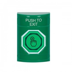 SS2107PX-EN STI Green No Cover Weather Resistant Momentary Stopper Station w/ PUSH TO EXIT Label