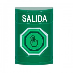 SS2107XT-ES STI Green No Cover Weather Resistant Momentary Stopper Station w/ EXIT Spanish