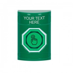SS2107ZA-EN STI Green No Cover Weather Resistant Momentary Stopper Station w/ Custom Text Label