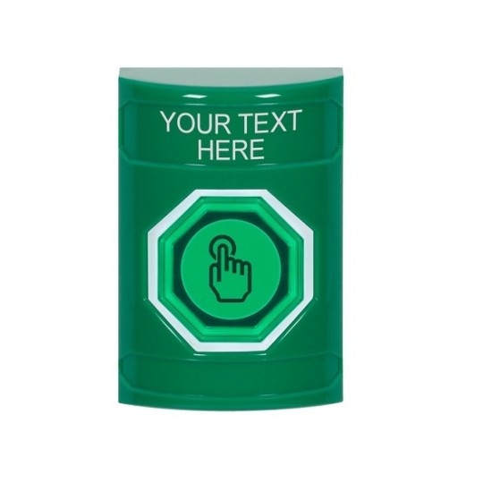 SS2107ZA-EN STI Green No Cover Weather Resistant Momentary Stopper Station w/ Custom Text Label