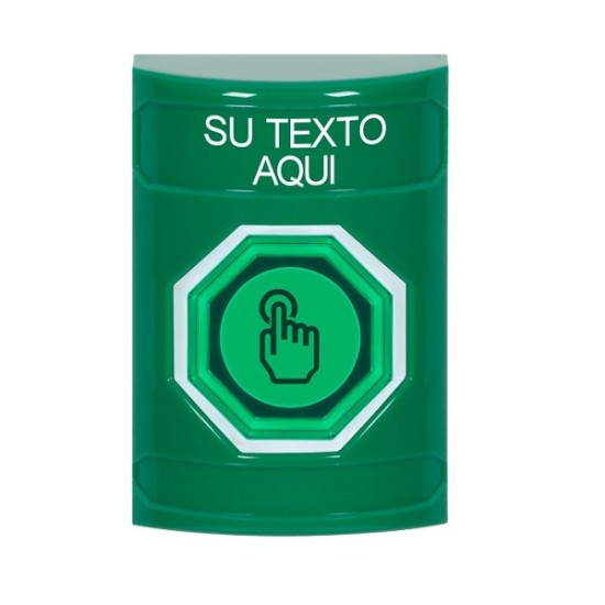 SS2107ZA-ES STI Green No Cover Weather Resistant Momentary Stopper Station w/ Custom Text Spanish