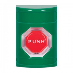 SS2108NT-EN STI Green No Cover Pneumatic (Illuminated) Stopper Station with No Text Label English