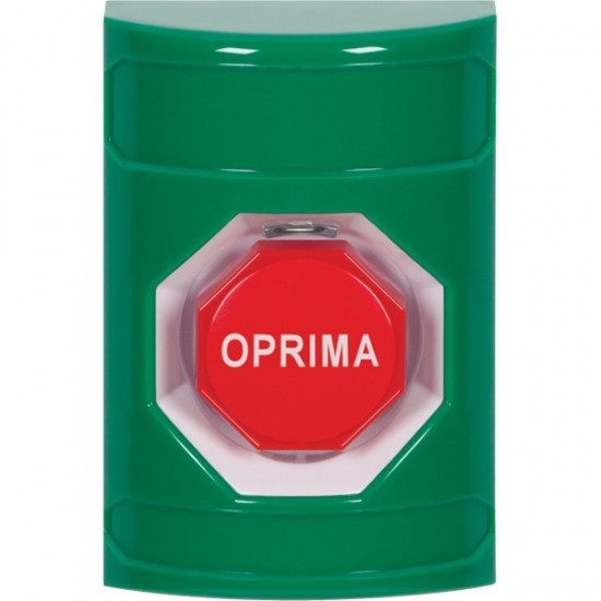 SS2108NT-ES STI Green No Cover Pneumatic (Illuminated) Stopper Station with No Text Label Spanish