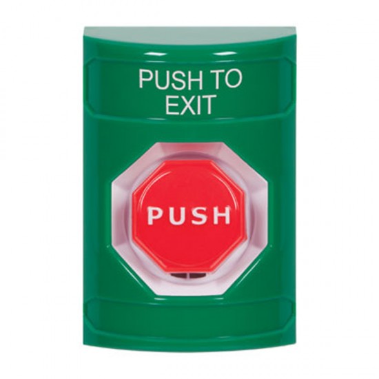 SS2108PX-EN STI Green No Cover Pneumatic (Illuminated) Stopper Station with PUSH TO EXIT Label English