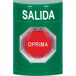 SS2108XT-ES STI Green No Cover Pneumatic (Illuminated) Stopper Station with EXIT Label Spanish