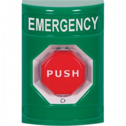 SS2109EM-EN STI Green No Cover Turn-to-Reset (Illuminated) Stopper Station with EMERGENCY Label English SS2109EM-EN STI Green No Cover Turn-to-Reset (Illuminated) Stopper Station with EMERGENCY Label English