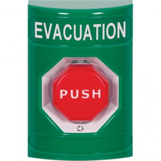 SS2109EV-EN STI Green No Cover Turn-to-Reset (Illuminated) Stopper Station with EVACUATION Label English
