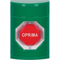 SS2109NT-ES STI Green No Cover Turn-to-Reset (Illuminated) Stopper Station with No Text Blank Button and/or Cover Spanish