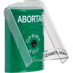 SS2120AB-ES STI Green Indoor Only Flush or Surface Key-to-Reset Stopper Station with ABORT Label Spanish