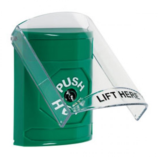 SS2120NT-EN STI Green Indoor Only Flush or Surface Key-to-Reset Stopper Station with No Text Label English