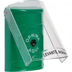SS2120NT-ES STI Green Indoor Only Flush or Surface Key-to-Reset Stopper Station with No Text Label Spanish