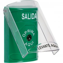 SS2120XT-ES STI Green Indoor Only Flush or Surface Key-to-Reset Stopper Station with EXIT Label Spanish