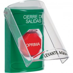 SS2122LD-ES STI Green Indoor Only Flush or Surface Key-to-Reset (Illuminated) Stopper Station with LOCKDOWN Label Spanish