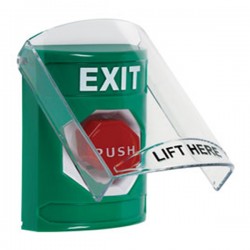 SS2122XT-EN STI Green Indoor Only Flush or Surface Key-to-Reset (Illuminated) Stopper Station with EXIT Label English