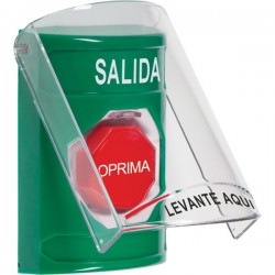 SS2122XT-ES STI Green Indoor Only Flush or Surface Key-to-Reset (Illuminated) Stopper Station with EXIT Label Spanish