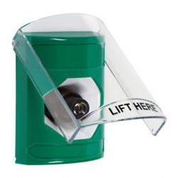 SS2123NT-EN STI Green Indoor Only Flush or Surface Key-to-Activate Stopper Station with No Text Label English