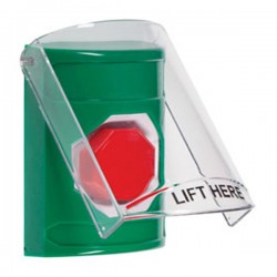 SS2125NT-EN STI Green Indoor Only Flush or Surface Momentary (Illuminated) Stopper Station with No Text Label English
