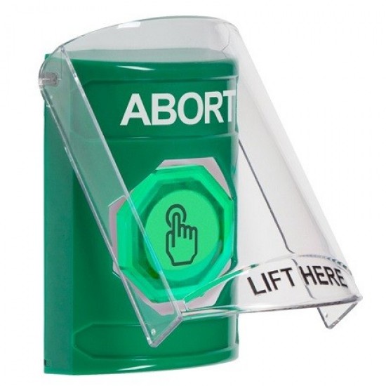 SS2126AB-EN STI Green Indoor Flush/Surface Momentary (Illuminated) Stopper Station w/ ABORT Label