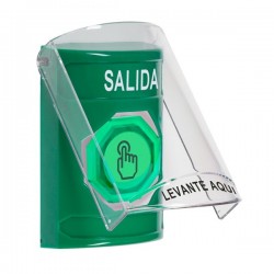 SS2126XT-ES STI Green Indoor Flush/Surface Momentary (Illuminated) Stopper Station w/ EXIT Spanish