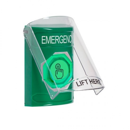 SS2127EM-EN STI Green Indoor Flush/Surface Weather Resistant Momentary Stopper Station w/ EMERGENCY Label SS2127EM-EN STI Green Indoor Flush/Surface Weather Resistant Momentary Stopper Station w/ EMERGENCY Label