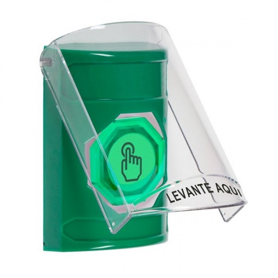 SS2127NT-ES STI Green Indoor Flush/Surface Weather Resistant Momentary Stopper Station w/ No Text Spanish