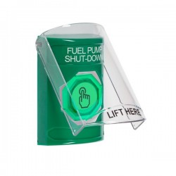 SS2127PS-EN STI Green Indoor Flush/Surface Weather Resistant Momentary Stopper Station w/ FUEL PUMP SHUT DOWN Label