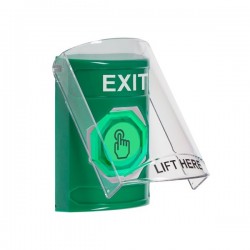 SS2127XT-EN STI Green Indoor Flush/Surface Weather Resistant Momentary Stopper Station w/ EXIT Label