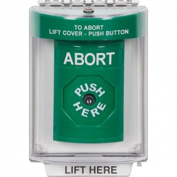 SS2130AB-EN STI Green Indoor/Outdoor Flush Key-to-Reset Stopper Station with ABORT Label English