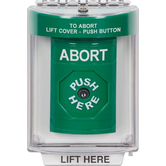 SS2130AB-EN STI Green Indoor/Outdoor Flush Key-to-Reset Stopper Station with ABORT Label English