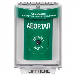 SS2130AB-ES STI Green Indoor/Outdoor Flush Key-to-Reset Stopper Station with ABORT Label Spanish