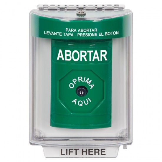 SS2130AB-ES STI Green Indoor/Outdoor Flush Key-to-Reset Stopper Station with ABORT Label Spanish