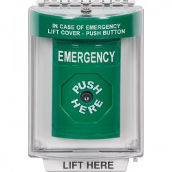 SS2130EM-EN STI Green Indoor/Outdoor Flush Key-to-Reset Stopper Station with EMERGENCY Label English