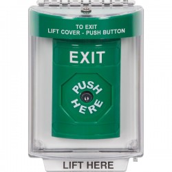 SS2130XT-EN STI Green Indoor/Outdoor Flush Key-to-Reset Stopper Station with EXIT Label English