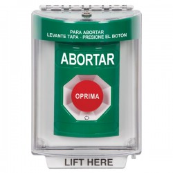 SS2131AB-ES STI Green Indoor/Outdoor Flush Turn-to-Reset Stopper Station with ABORT Label Spanish