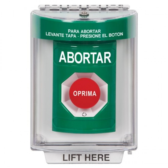 SS2131AB-ES STI Green Indoor/Outdoor Flush Turn-to-Reset Stopper Station with ABORT Label Spanish
