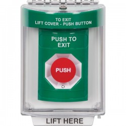 SS2131PX-EN STI Green Indoor/Outdoor Flush Turn-to-Reset Stopper Station with PUSH TO EXIT Label English