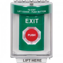 SS2131XT-EN STI Green Indoor/Outdoor Flush Turn-to-Reset Stopper Station with EXIT Label English