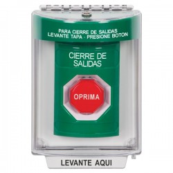 SS2132LD-ES STI Green Indoor/Outdoor Flush Key-to-Reset (Illuminated) Stopper Station with LOCKDOWN Label Spanish