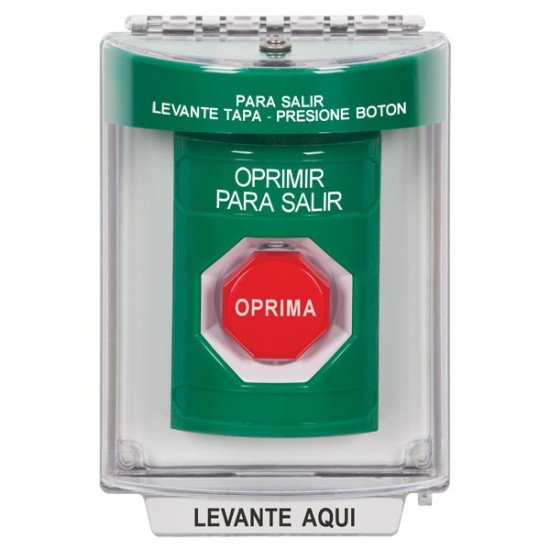 SS2132PX-ES STI Green Indoor/Outdoor Flush Key-to-Reset (Illuminated) Stopper Station with PUSH TO EXIT Label Spanish